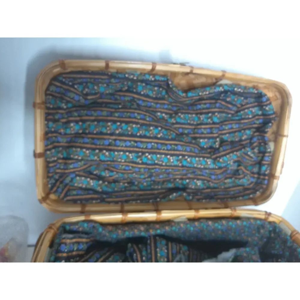 Vtg Chinoiserie Woven Rattan Bamboo Domed Lid Storage Trunk Basket Chest READ